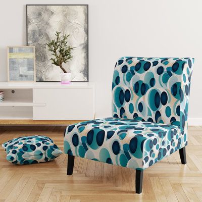Minimalist Cobalt Blue Circles Geometry - Upholstered Modern Slipper Chair, Modern Geometric Accent Chair
