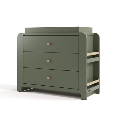 Commode 3 tiroirs avec bibliothèque et plateau à langer amovible Read-With-Me