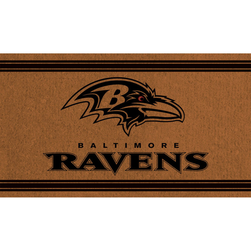 28in. x 16in. NFL Single Color Outdoor Coir Door Mat, Baltimore Ravens