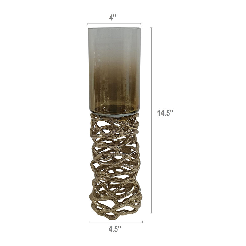 Hurricane de table en verre, H 14,5 po x l 4,5 po x P 4,5 po