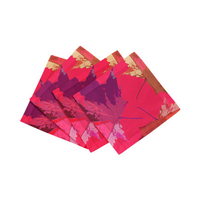 Serviettes de cocktail en satin de coton à feuilles d'automne