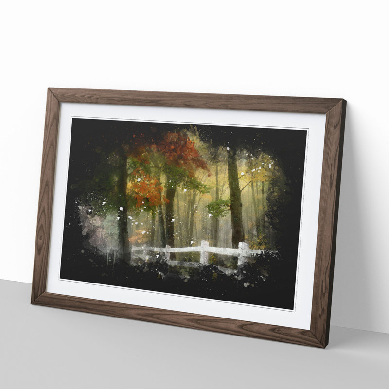 Autumn Forest Vol.6 Paint Splash - Picture Frame Graphic Art, 48cm H x 65cm W x 2cm D, Walnut