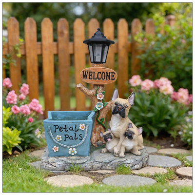Statue de jardin de bouledogue français