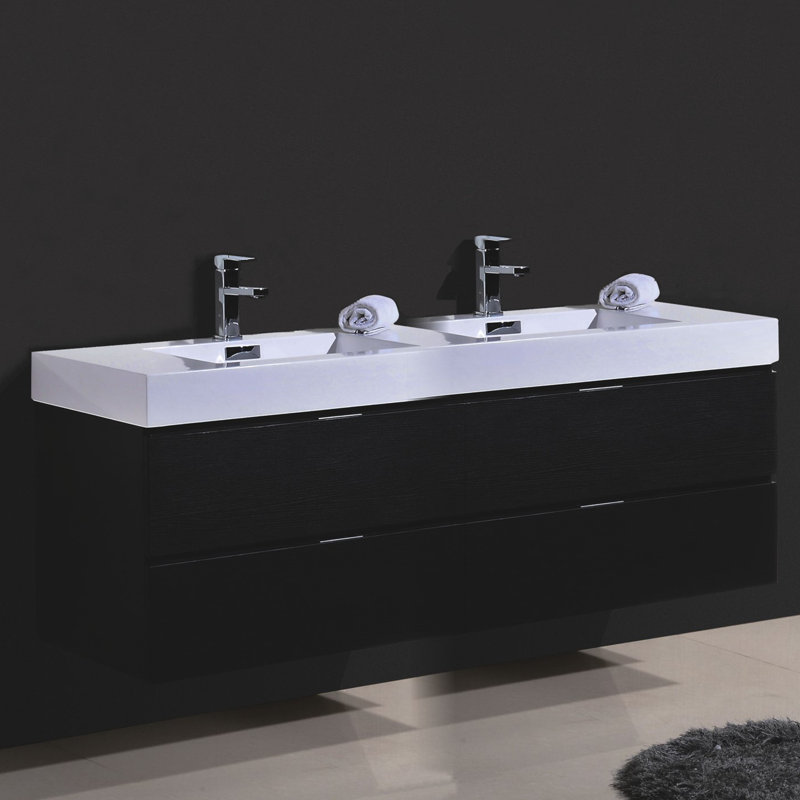Ensemble de meuble-lavabo double 80 po Royka, Noir