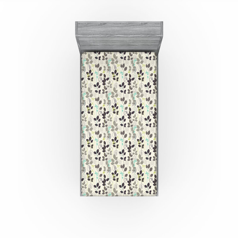 Ensemble de 2 draps-housses Ambesonne, Drap-housse de taille simple, Multicolore / floral 24
