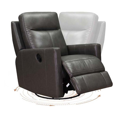 Ibis Top Grain Leather Manual Swivel Glider Recliner
