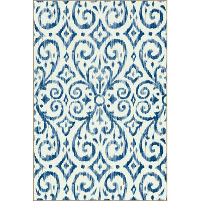 Modern Blue Creative Patterned Woven Base Washable Rug