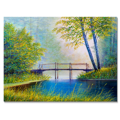 «River Through The Birch Tree Forest III», reproduction sur toile flottante