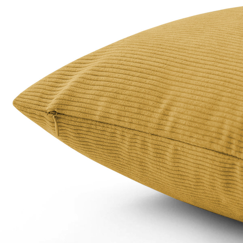 Striped Crushed Velvet Cushion Cover (Set Of 2) , Ochre