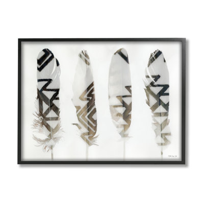 Photographie de plume d'oiseau moderne, motif aztèque géométrique abstrait XXL noir, estampe numérique texturée par Stellar Design Studio