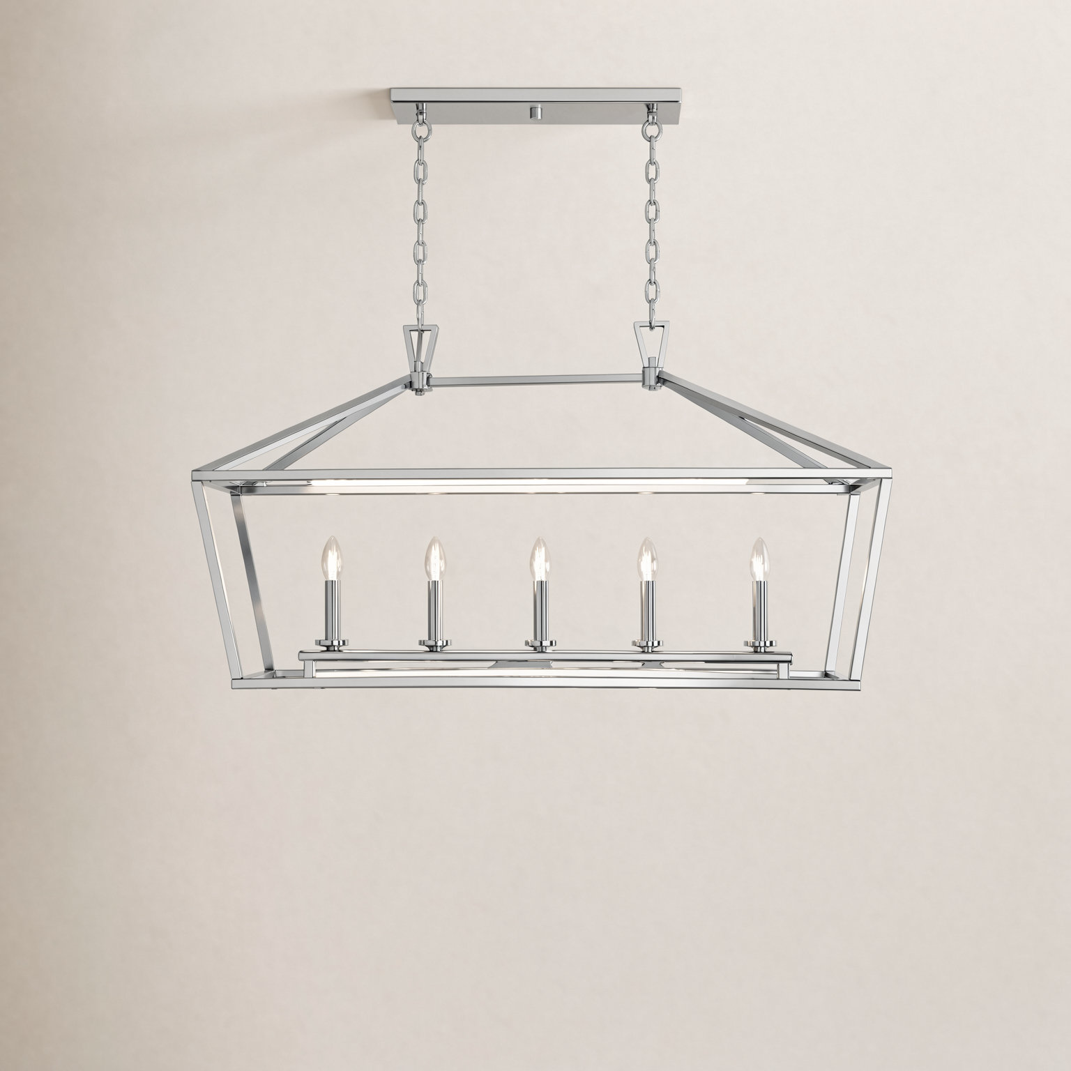 Hastings Dimmable 5-Light Pendant, Polished Nickel, 23.5" H x 44" W x 16" D