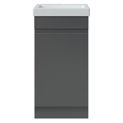 MagickWoods 17-1/2 In. W X 13-1/2 In. D Bath Vanity In Grey Gloss With Porcelain Vanity Top In White With White Basin