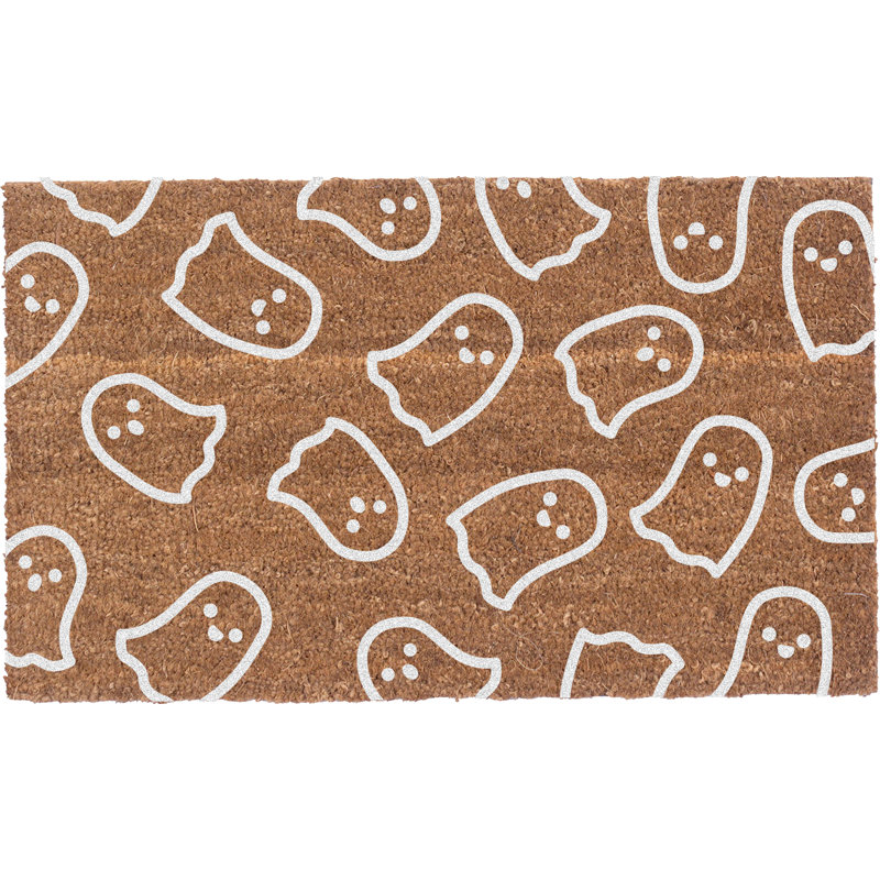 Dimitrious Non-Slip Halloween Outdoor Doormat, 18" W x 30" L, Brown/White