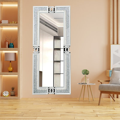 Miroir de plancher 72 "moderne avec 7 couleurs changeantes, Bluetooth et haut-parleurs de forme rectangulaire