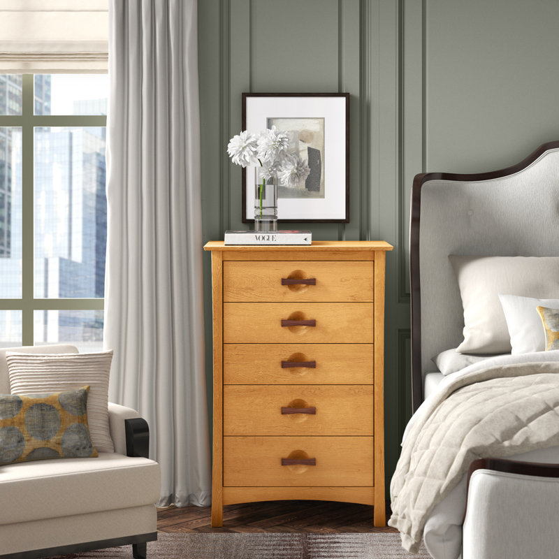 Berkeley 5 - Drawer Solid Wood Dresser, Smoke Cherry