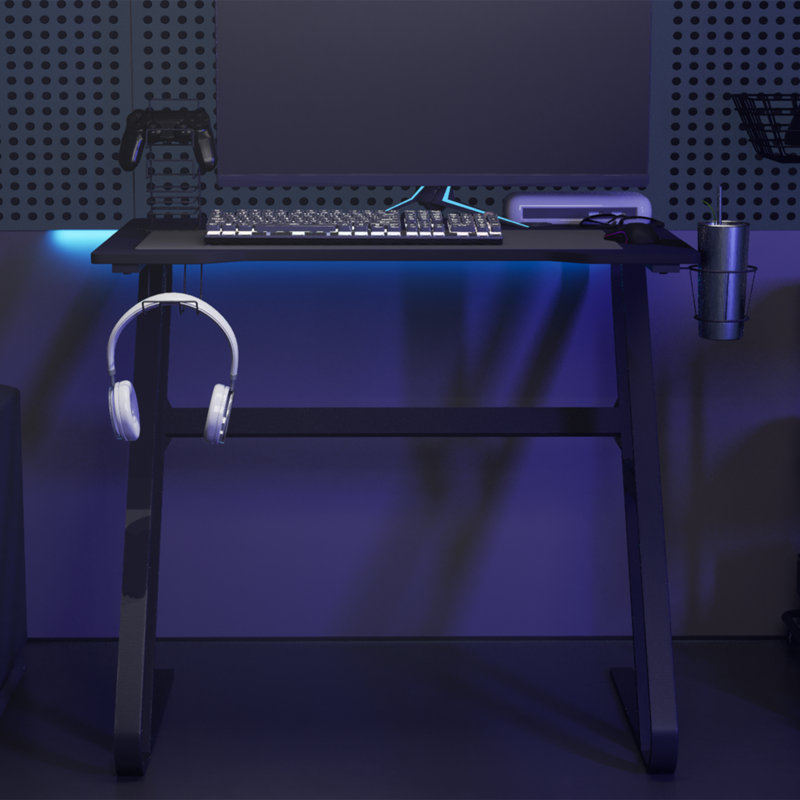 Metal Base Computer Desk, Black, 29.53cm H x 35.43cm W x 60cm D