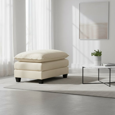 Modern Beige Chenille Fabric Ottoman Sofa For Living Room And Bedroom | Gift Idea