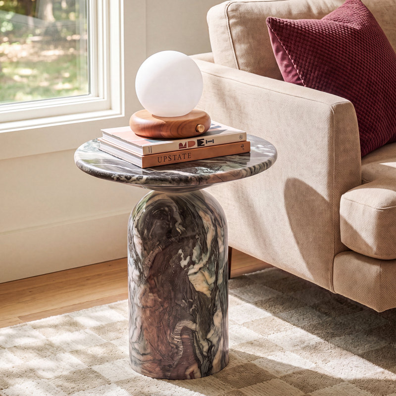 Dalissa Resin End Table with Marble Finish, Green Marble