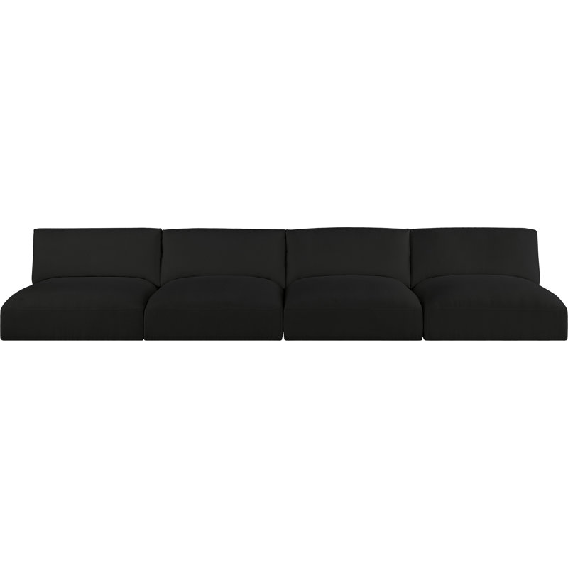 Canapé modulaire à accoudoirs carrés 152 po, Tissu de polyester noir