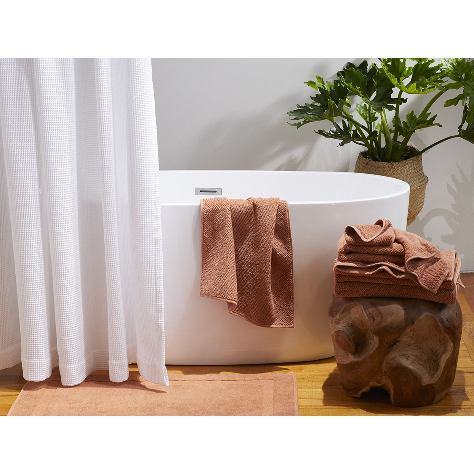 Waffle 100% Organic Cotton Shower Curtain, Alpine White