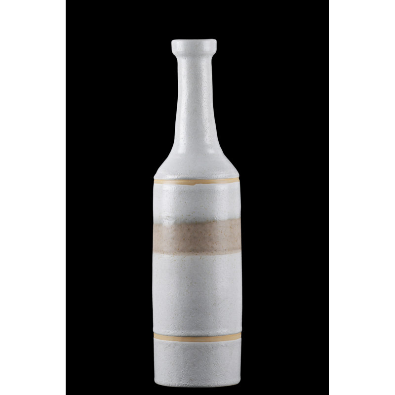 Vase de plancher rond en céramique Whalan, H 21 po x l 5,5 po x P 5,5 po, Gris