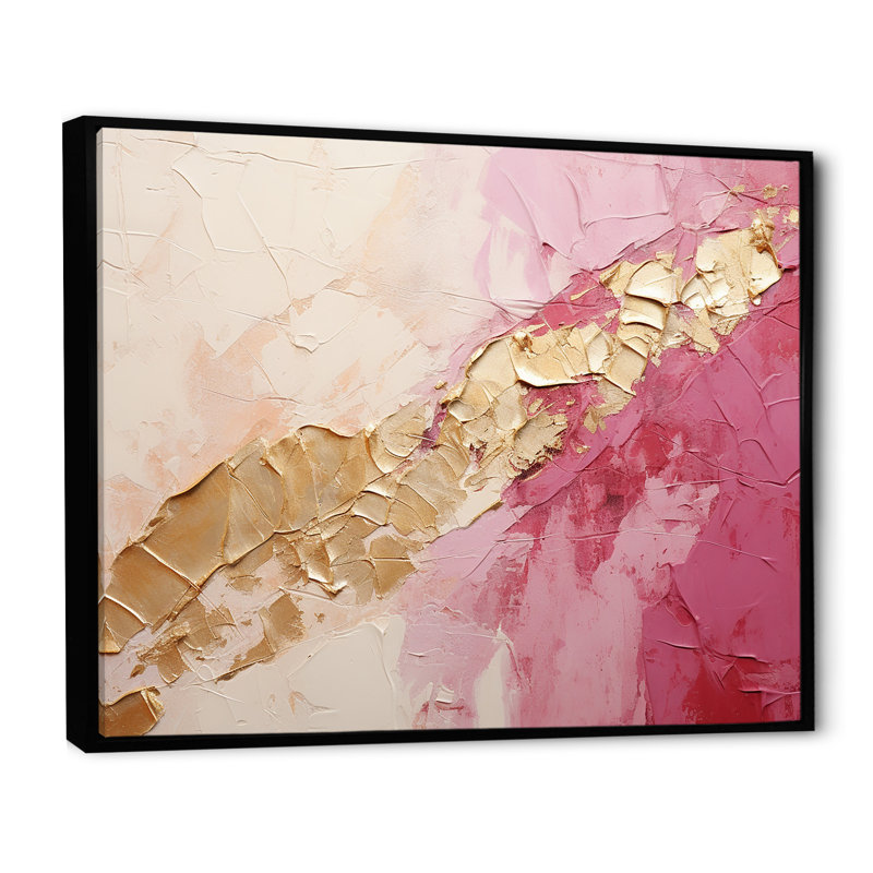 «Pink Gold Minimalisme Poteries I», reproduction sur toile à spirales abstraites, Cadre flottant noir