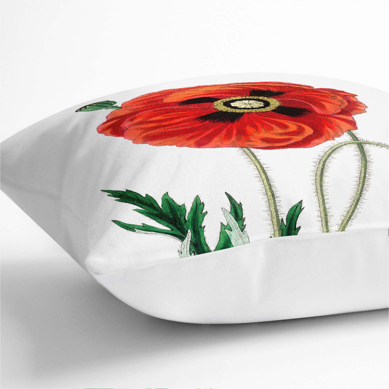 Floral Square Cushion, White, 55cm H x 55cm W x 20cm D