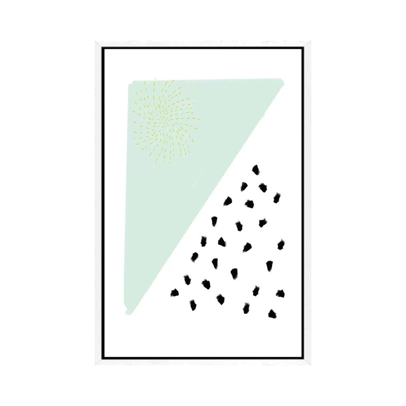 Mint And Gold Abstract by Leah Straatsma - Print on Canvas, 101.6cm H x 66.04cm W x 3.81cm D, White Floater Framed
