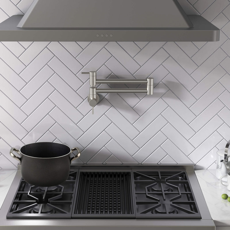 Circular Pull Down Pot Filler with Accessories, Brushed Nickel