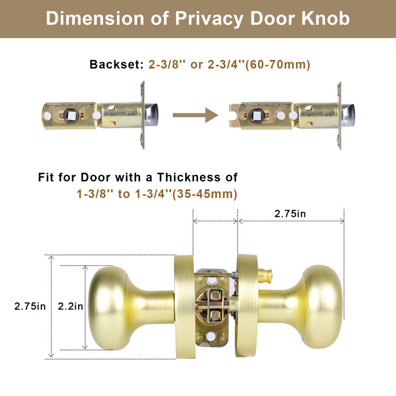 Boutons de porte en métal Coolnews, Laiton satiné