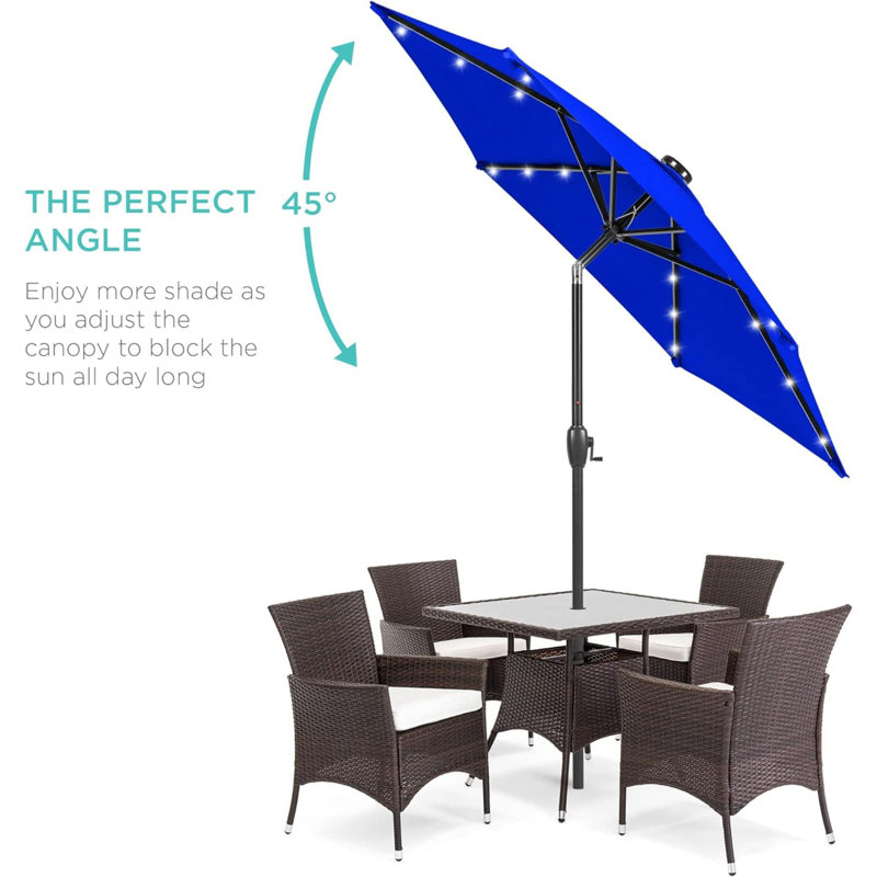 Parasol de plage illuminé avec manivelle 6 po Abdirisaq, Bleu