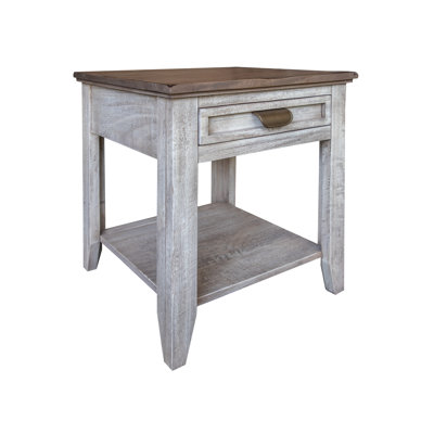 Solid Wood End Table with Storage