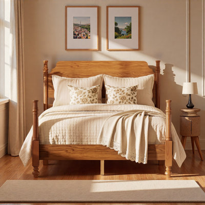 Vintage Platform Bed With Classically Turned Legs And Turned Spindle Posts