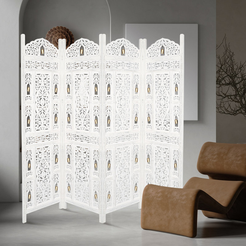 Biseye 200Cm 4 - Panel Folding Room Divider, White