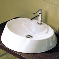 Lavabo de salle de bain circulaire monotrou en céramique Rugby