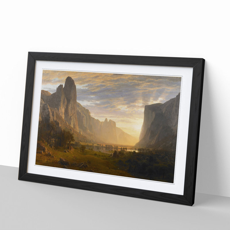 Looking Down on Yosemite Valley by Albert Bierstadt - Picture Frame Painting, Black Framed, 27cm H x 36cm W x 2cm D