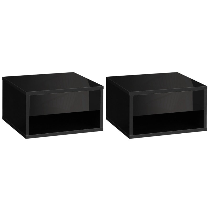37cm W Engineered Wood Bedside Table, Black