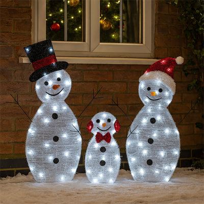 Festive Set of 3 Snowmen 80 Leds