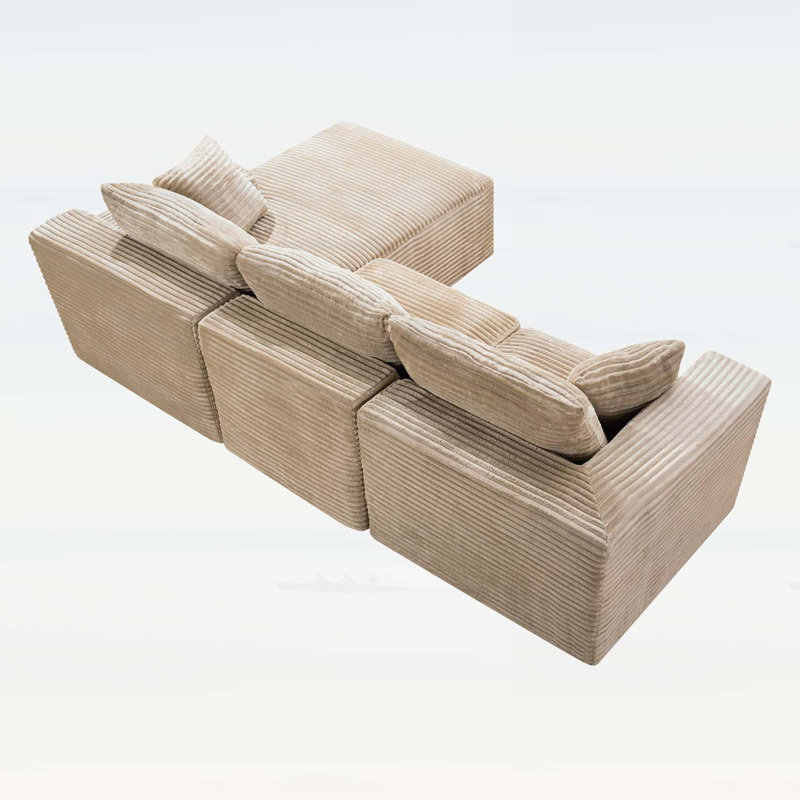 Canapé modulaire 103,9 pouces Cloud, Camel Corduroy, Camel