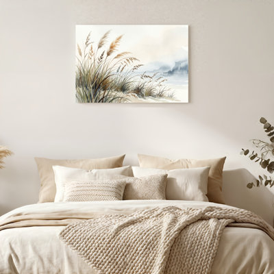 «Gallery Wrap», art mural sur toile pour le salon, la chambre à coucher, le bureau ou le vestibule - décoration murale décorative avec paysage de roseaux