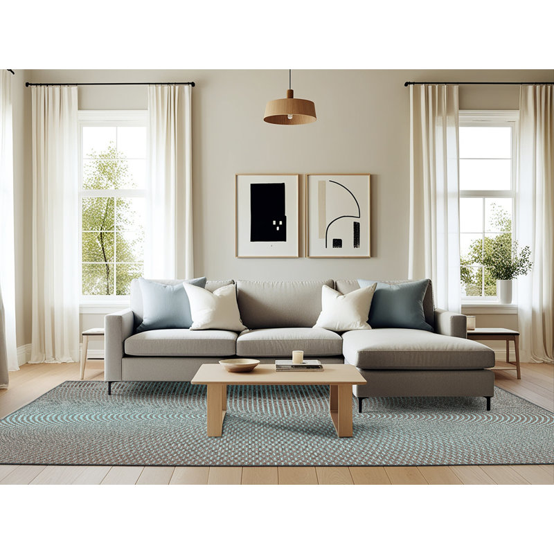 Bleu/gris abstrait Tapis décoratif, Rectangle 6 pi x 9 pi