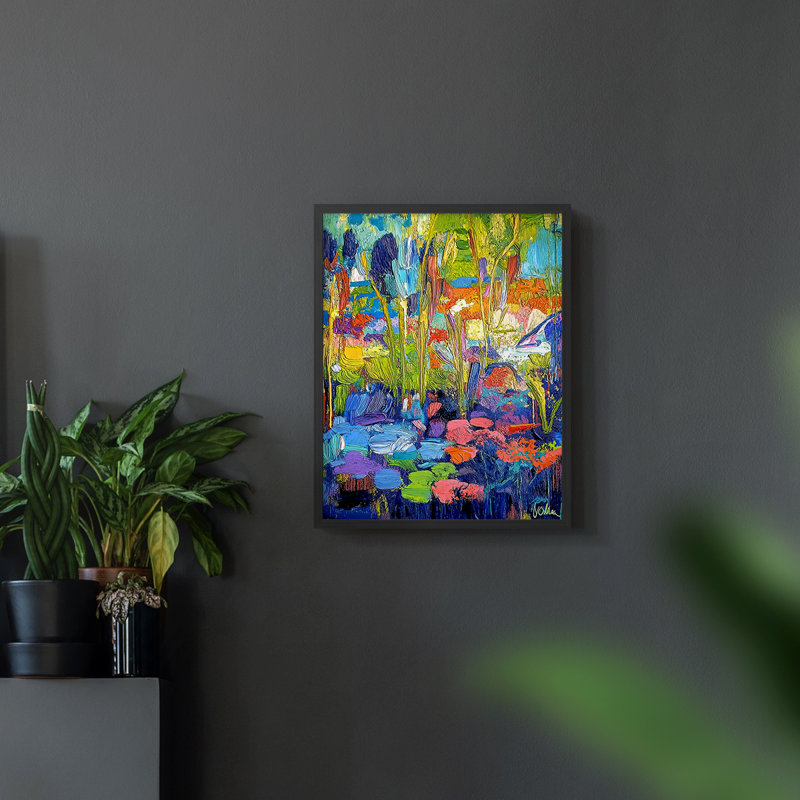 Série FLORAL DCIX - Impression encadrée de qualité supérieure - Prêt à accrocher - Aucun clou requis, Noir, H 15 po x l 12 po