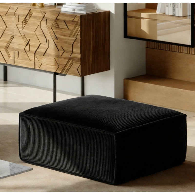 Canapés modulaires en mousse noire peu encombrants, confort moderne et polyvalent pour la maison