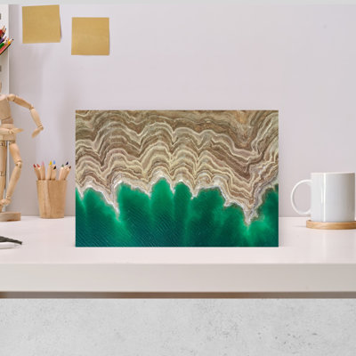 Green Water Land Patterns Abstract Vibrant Contemporary Landscape Nature Wall Art Print 1 Piece Wrapped Canvas Wall Art