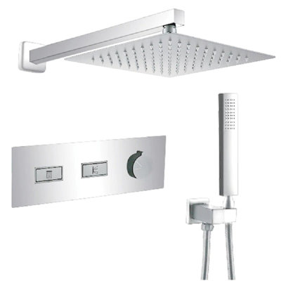 Barletta Chrome 2 Functions Wall Mount Thermostatic Shower System with Sleek Controls