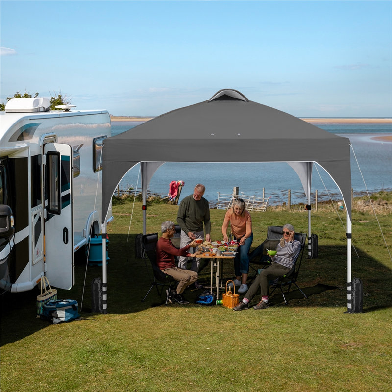 3m x 3m Iron Pop-Up Gazebo, Dark Grey