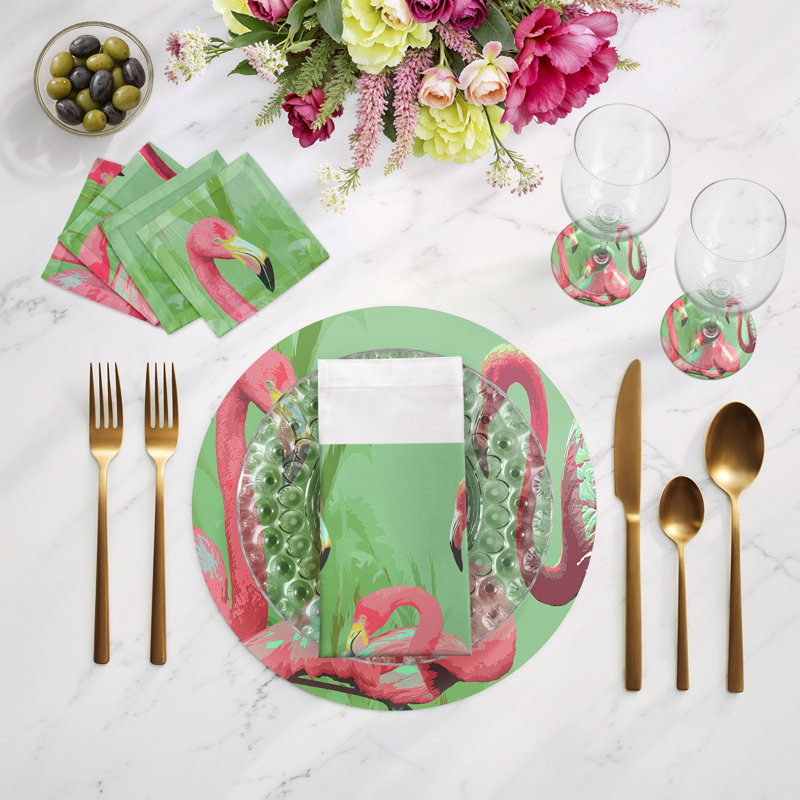Palm Springs Pebble 16" Vinyl Placemat, Flamingo