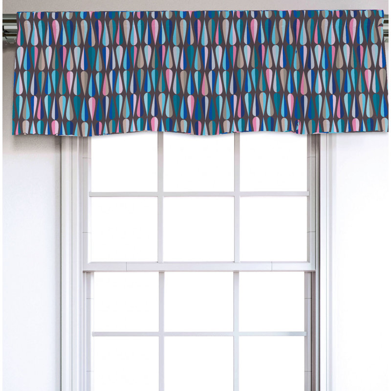 Sateen Geometric Ruffled Window Valance