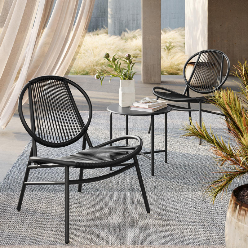 Brenn 2 - Person Patio Conversation Set, Black
