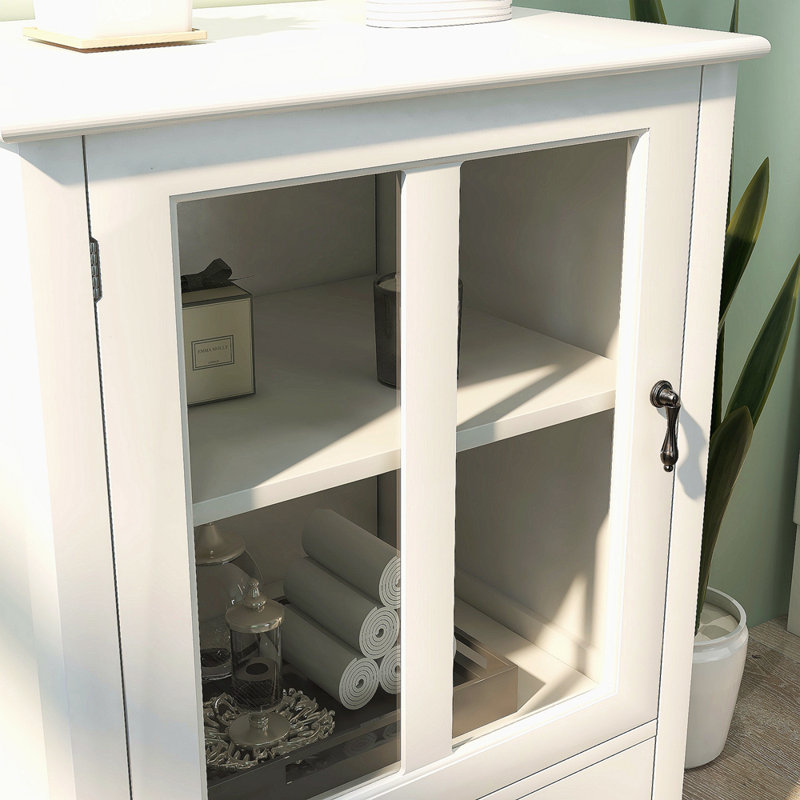 Buffet avec portes de verre simples et poignée cloche unique